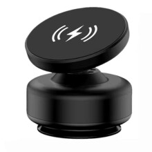 Supporto per telefono da auto con fissaggio a ventosa, rotazione a 360, magnetico e ricarica wireless.