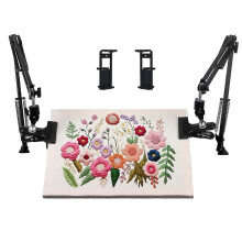2 Pcs Adjustable Hand Embroidery Hoop Stand, 360 Rotatable, Hoop/Phone Holder Hands Free, Needle Po