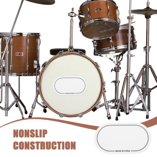 2pcs Bass Drum Patch Kick Drum Protector with Noise Reduction and Nonslip Surface for Double Pedal 1