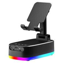 BR200 Phone Holder,6W Wireless Speaker, Emergency Power Bank,USB Charging, RGB Lights, Hands-Free,Support BT/USB/TF
