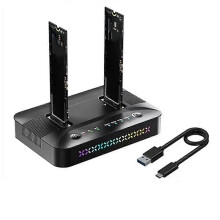 Dual-Bay M.2 SATA SSD Klon-Dockingstation mit 5 Gbit/s USB 3.2, USB-C Typ C, Offline-Kloner/Duplikator,