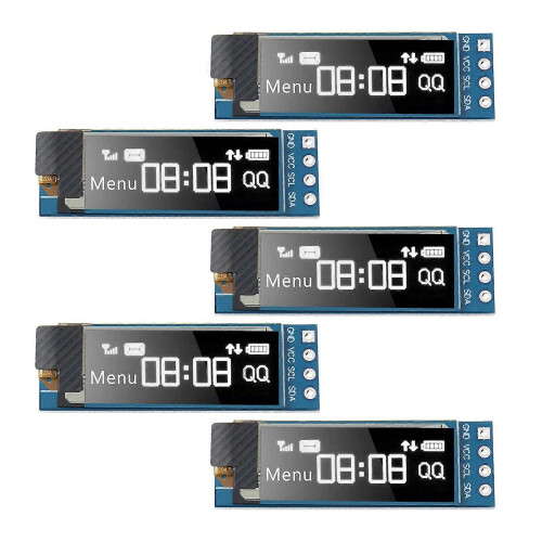 5 stuks I2C-displaymodules, 0,91 inch I2C OLED-displaymodules (wit licht)