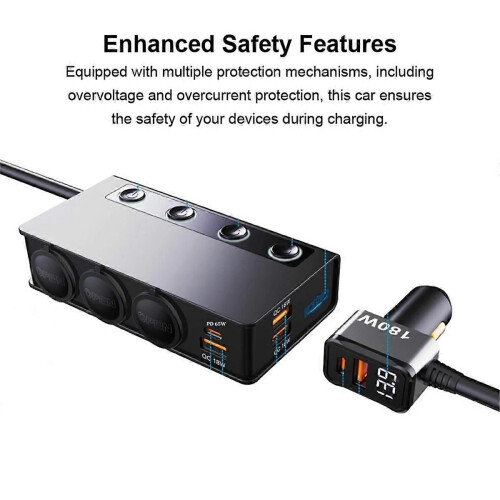 Car Adapter 3-Socket 3.1A Charger Charger USB 2