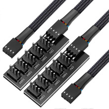 Splitter per ventola PWM, 4 pin con guaina nera, 5 vie, cavo adattatore di estensione per ventola di