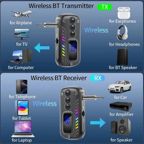 Ασύρματος δέκτης Bluetooth 5.3 2 σε 1, συμβατός με προσαρμογέα 2