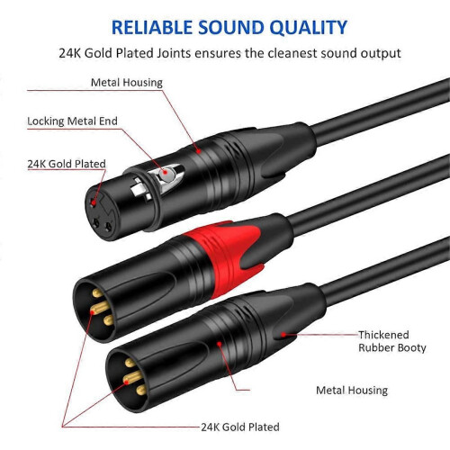 Καλώδιο διαχωριστή Y XLR σε XLR, ισορροπημένος προσαρμογέας ήχου 2 XLR σε XLR, B 2