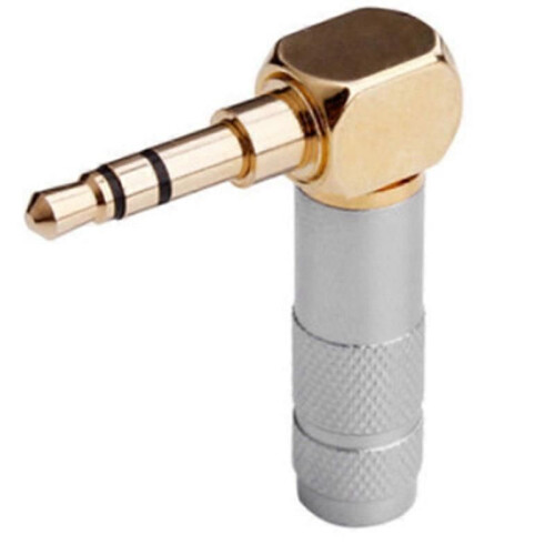 3.5mm L Shape Jack Gold Plated 90 Degree Angle Audio Plug Silver 2