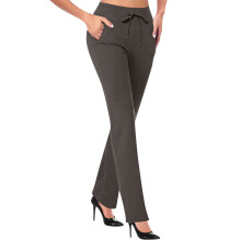 Dress Pants Women Stretchy High Wide Leg Work Pants-Dark Grey S
