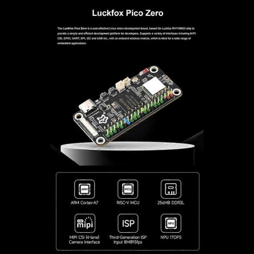 Luckfox Pico Zero Linux Micro-Development Board, Based on Luckfox RV1106G3 Chip, 1 TOPS, 8GB EMMC, with Wireless 1
