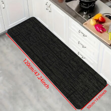 (50x120cm/19.69x47.24inch (diatom mud)) 1pc, High-quality Diatomite Floor Mat with Black Textured Fabric Pattern Print - Kitchen