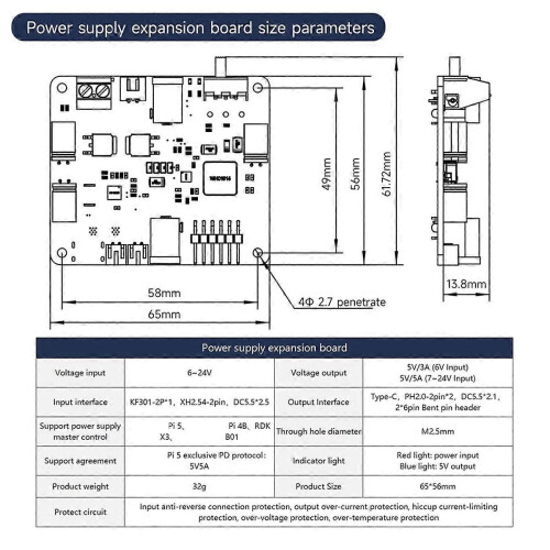 For 5 Power Supply Expansion Board with Various Power Input Output Interface for NANO STM32 Robot 2