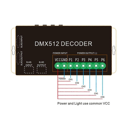 LED Lighting DMX512 Decoder, Console Dimmer RGB 6-Way,for Constant Dimmable Like LED Tap, Bar Light, 2