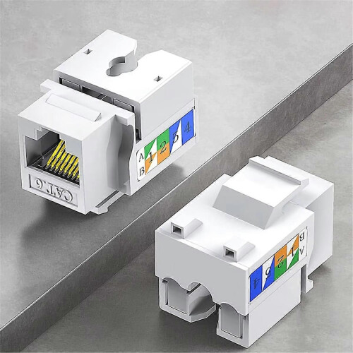 10PCS Cat6 Jack, Ethernet Punch Down Connector, Wall Adapter 90-Degree Module Coupler, Compatible C 1