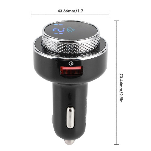 Bluetooth Car MP3 Player, Portable FM Transmitter, QC3.0 Fast Charger 2