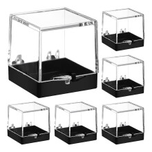 6pcs Transparent Plastic Rock Collection Display Case Sturdy Organizer for Gemstones Jewelry and Co