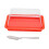 Square Plastic Butter Storage Box Butter Cutter Cheese Container with Clear Lid Red 1