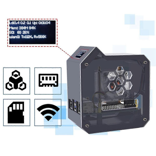 Compatibile con il kit di ventole 5Mini Tower, kit di ventole con porta JST a 4 pin e display OLED da 2