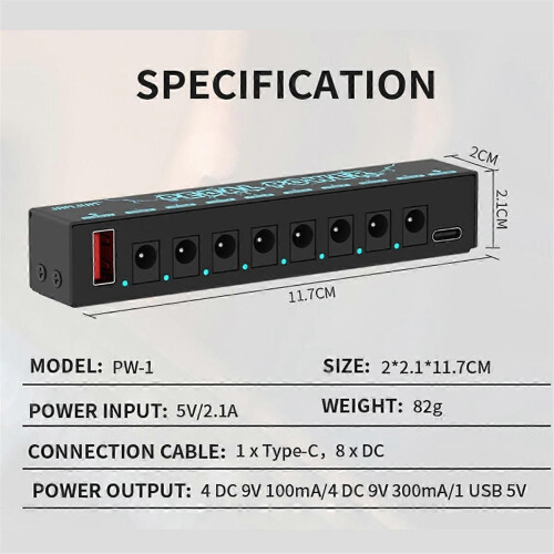 PEDAL POWER Κιθάρα Πεντάλ Power Τροφοδοτικό Κιθάρας Έξοδος DC 2