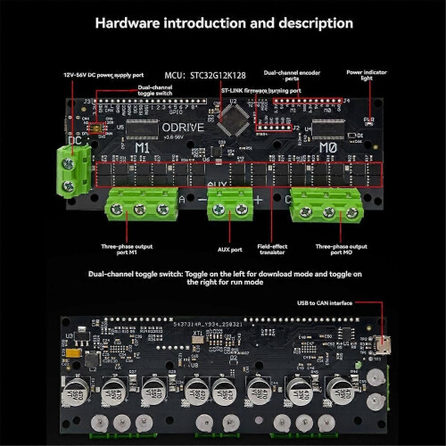 ODrive3.6 56V FOC-BLDC Servo Dual Motor Controller STM32F4 Support Multiple Encoder ODrive3.6 Motor 2