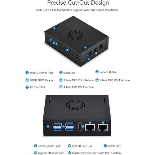 Μεταλλική θήκη για πλακέτα VisionFive2 (Η πλακέτα ΔΕΝ περιλαμ 1