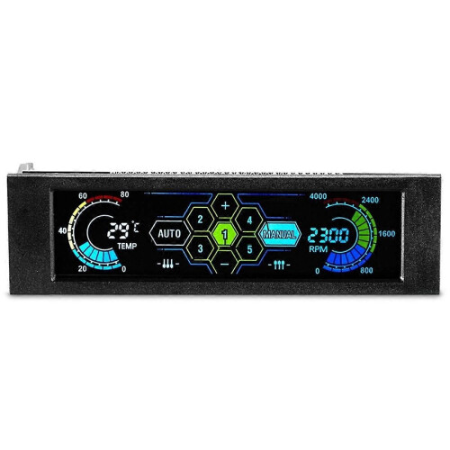 5.25in Touchscreen LCD 5 Way Fan Speed Controller Computer Cooling Temperature Controller Front Pane 1