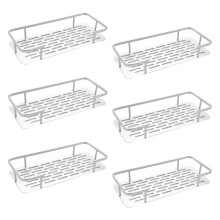 6X Shelf Shower Shelf Adhesive Aluminum Shower Caddy for Shampoo Holder Kitchen Rack Storage Organi