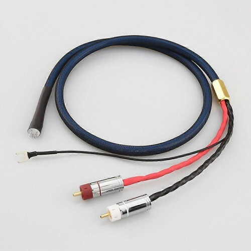 Cable de audio para brazo de tocadiscos OFC plateado con blindaje, conector macho 5DIN a conector RCA 1