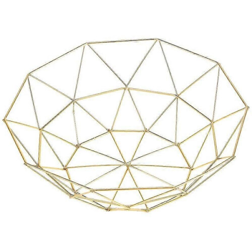 Metal Wire Fruit Basket Fruit Bowl, Large Round Bread Storage Bowl Stand