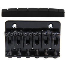 2 Pcs Guitar Accessories: 1 Pcs Saddle Hardtail Bridge (Black) & 1 Pcs Upper Nut Flat Bottom PT-5042-00 42 X 3 X 5.5mm