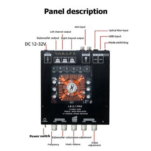Ψηφιακός ενισχυτής Bluetooth 160WX2+320W LD-2.1PRO 2.1 καναλιών TDA7498ETE Εν 1