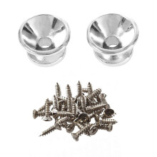 2 x Electric Acoustic Guitar Bass Strap Button Screw Lock Pins Pegs Pads Silver & 30Pcs Pickguard Screw