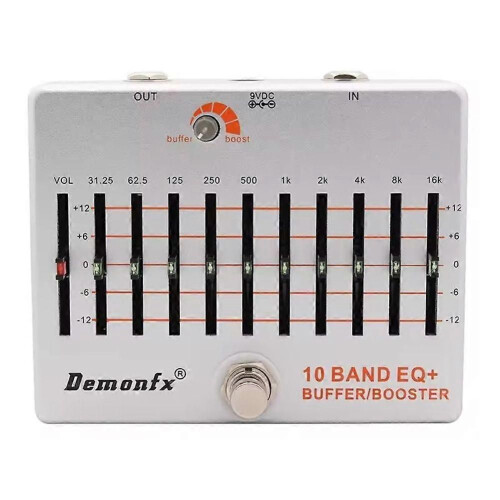 Demonfx 10 Band EQ+Bass Guitar Boost Buffer Pedal Effect Equalizer Boost Buffer