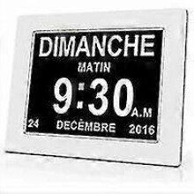 One Piece Digital Calendar Clock 7" with Date & Time, Medication Reminder for Alzheimer's, Elderly & Kids - White
