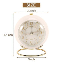 Small Table Clocks, Classic Non-Ticking Quartz Tabletop Analog Alarm Clock Desk Clock with Backligh