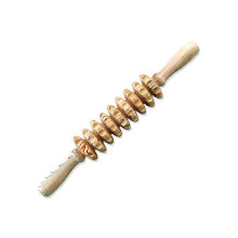 9-Wheel Wooden Abdomen Massage Roller Fitness Roller Stick Muscle