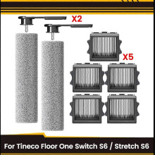 7 st HEPA-filter och borstvalsar för Floor One Switch S6/Stretch S6 sladdlös våt- och torrdammsugare