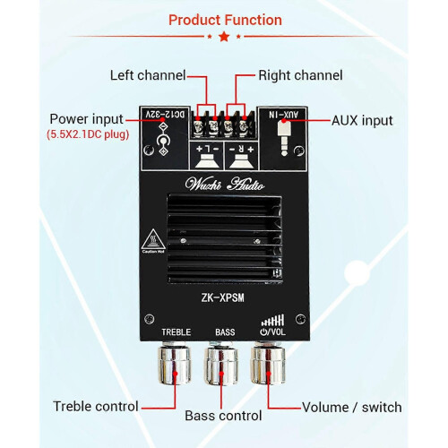 ZK-XPSM 150Wx2 Bluetooth Ρύθμιση Πρίμων και Μπάσων Πλακέτα Ενισχυτή S 2