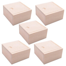 5X Small Plain Wooden Storage Box Case compatible Jewellery Small Gadgets Gift Wood Color