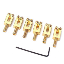 Rectangle Guitar Bridge Saddles for Fender Strat Stratocaster Tele Telecaster Electric Guitar Replacement, Gold(Pack of 6)