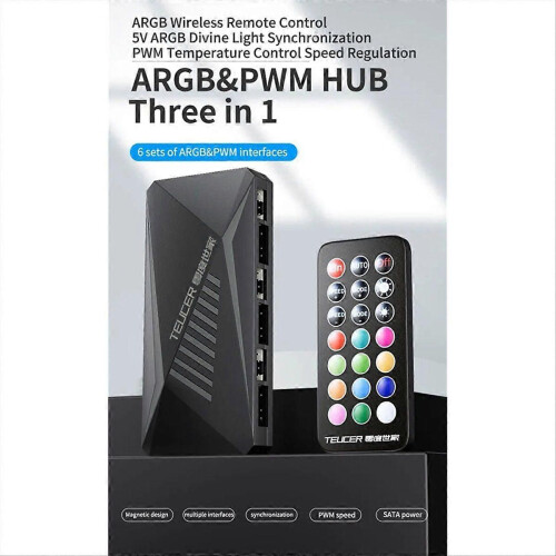 LP-6P ARGB PWM HUB Ελεγκτής 3 σε 1 Διαχωριστής 6 οδών 4 ακίδων PWM Θ 1