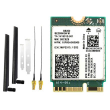 Scheda WiFi BE202 WiFi7 + 2 antenne da 8 dB, tribanda 2.4/5/6G, velocità 5374 Mbps, wireless, WiFi e
