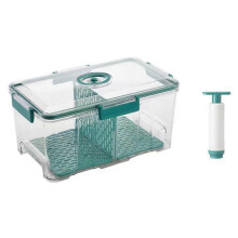 Vacuum Food Storage Container Transparent Fridge Organizer Green L