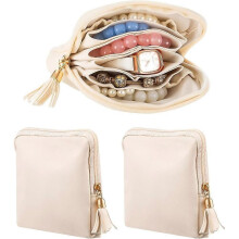 2 estuches pequeños de viaje para joyas, ideales como regalo para mujeres. Mini bolsa organizadora de