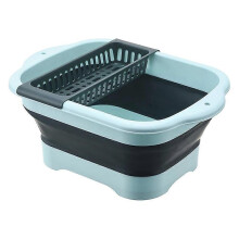 Collapsible Dish Basin with Drain Plug, Outdoor Multiuse Foldable Sink Tub, Wash Basin, Portable Kitchen Storage Tray