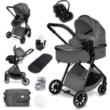 GaGaDumi SoHo cochecito combinado 3-en-1 i-Size, capazo y silla de auto, ultra ligero 7 kg, certificado TÜV, con accesorios Gris