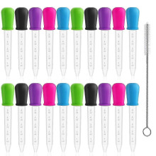 20Pcs Silicone Liquid Droppers with Cleaning Brush, Plastic Pipettes, Eye Dropper for Precise Liquid Transfer