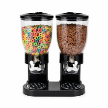 Cereal Dispenser Double Black Plastic Dry Food Container Food Storage 3.5L Each
