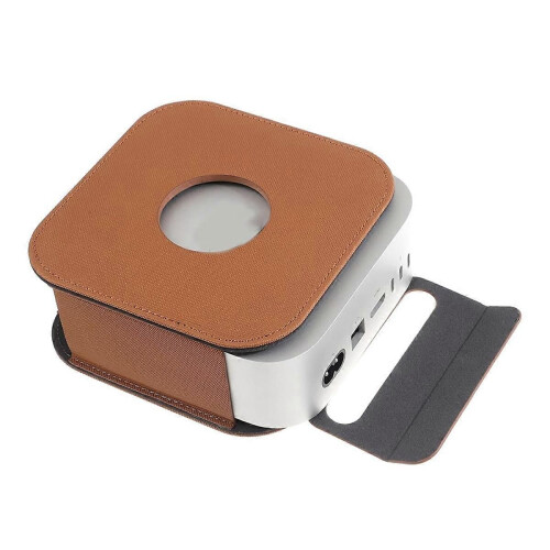 Προστατευτική δερμάτινη θήκη για Mac Mini M4/M4 Pro Desktop καφέ 2