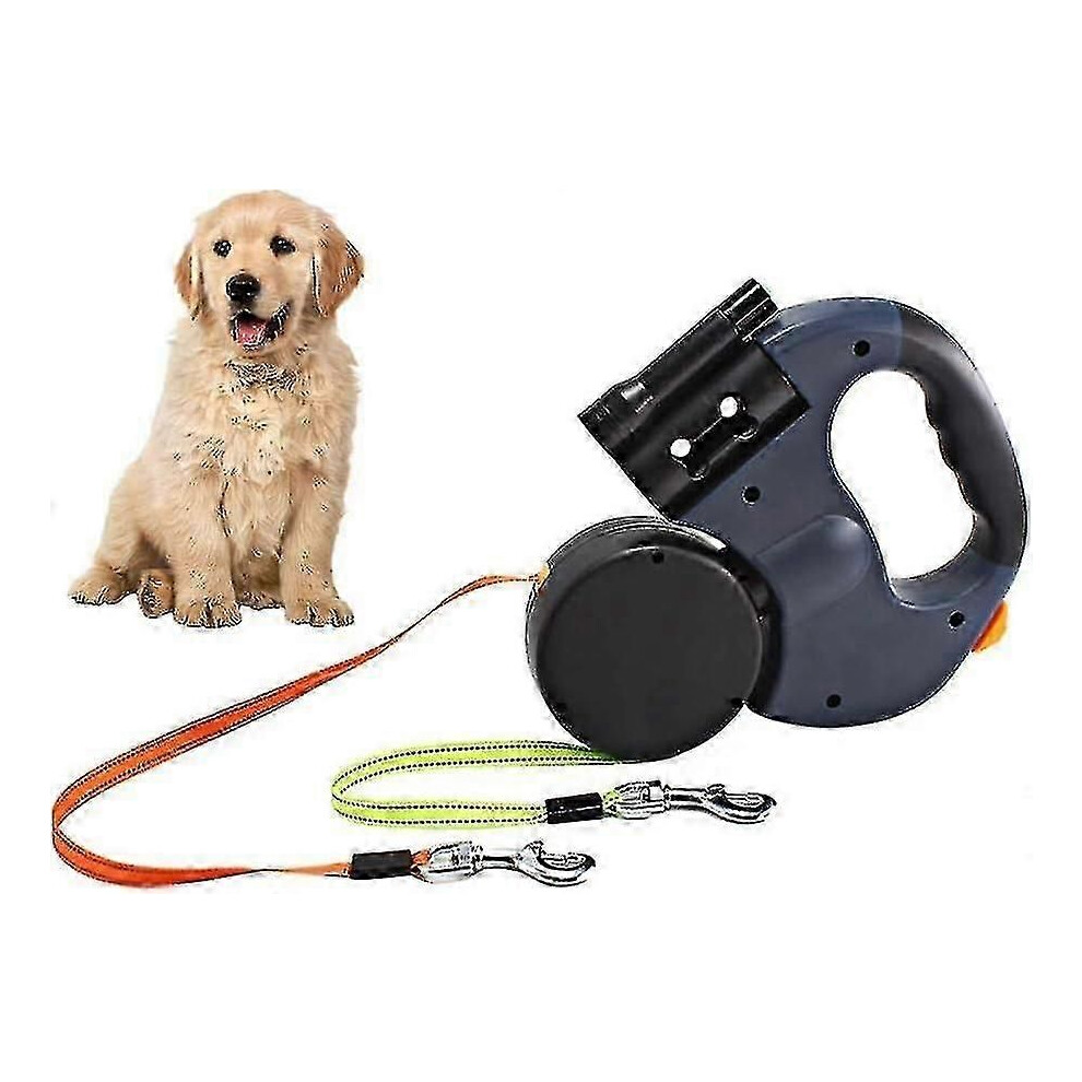 Retractable Double Dog Leash for Two Small and Medium Dogs, 3m Flexible Tether with Non-Slip Handle