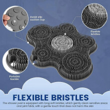Body Shower Foot Scrubber Silicone Wall Mounted Rub Back Brush Non-Slip with Suction Cup Bath Wash Foot Pad Massage